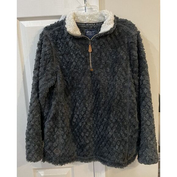 Simply Southern Jackets & Blazers - Simply Southern Sz S Gray Sherpa 1/4 Zip Pullover Jacket‎ Pockets